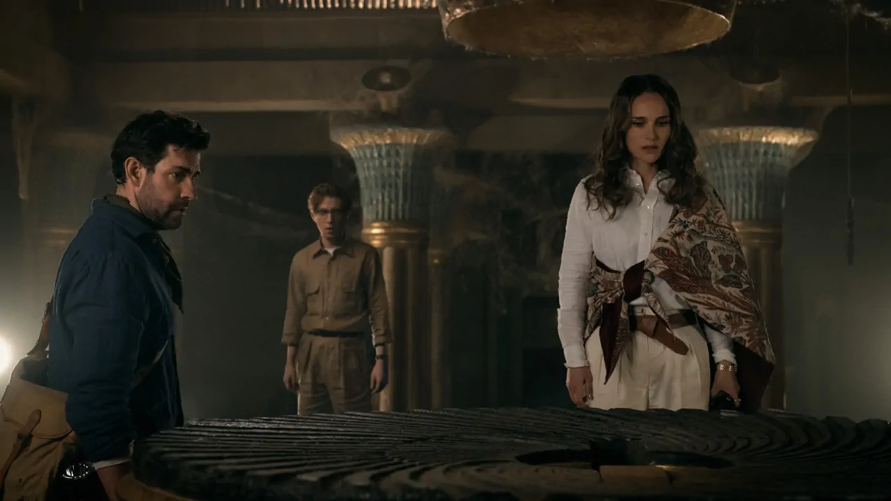 John Krasinski, Natalie Portman, and Eiza González in Fountain of Youth (2025) – Apple Original Films – Filmdb.co.uk
